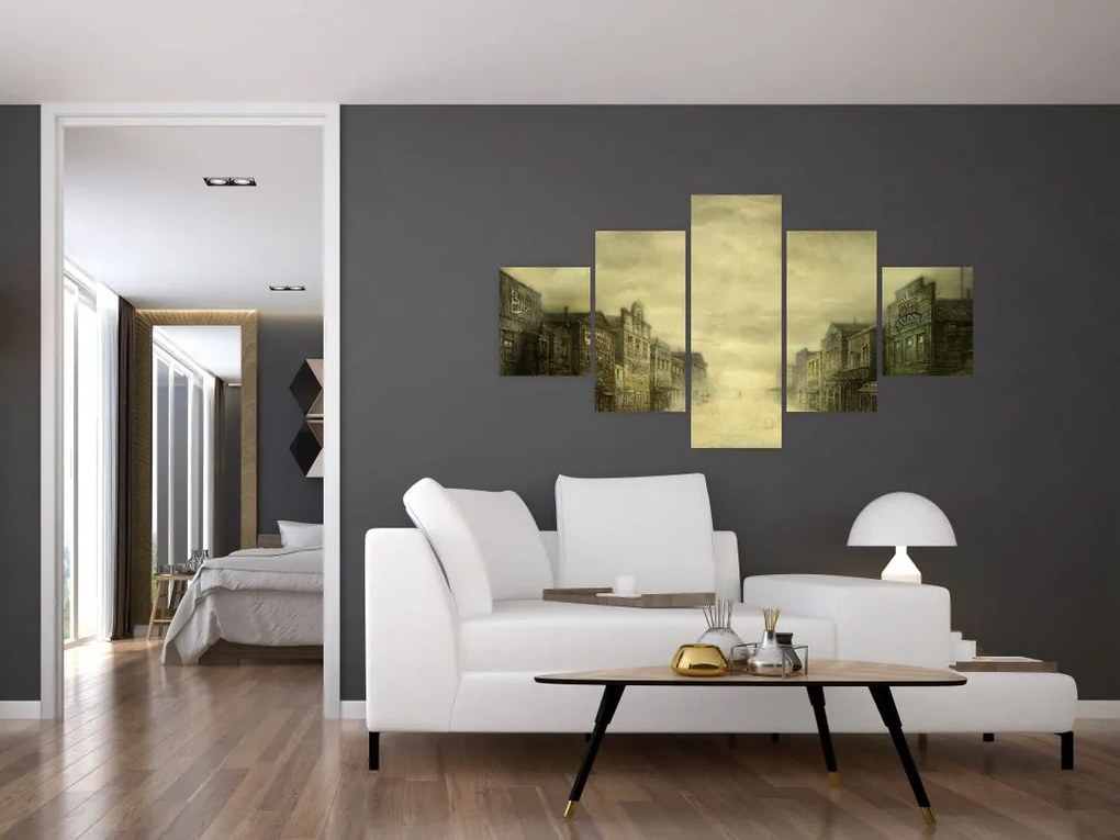 Obraz westernowego miasteczka (125x70 cm)