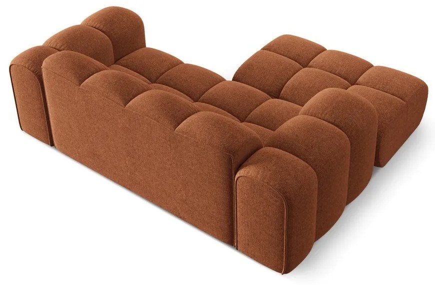 Narożnik z tkaniny szenilowej (lewostronny/z szezlongiem) w kolorze terakoty Treno – Cosmopolitan Design