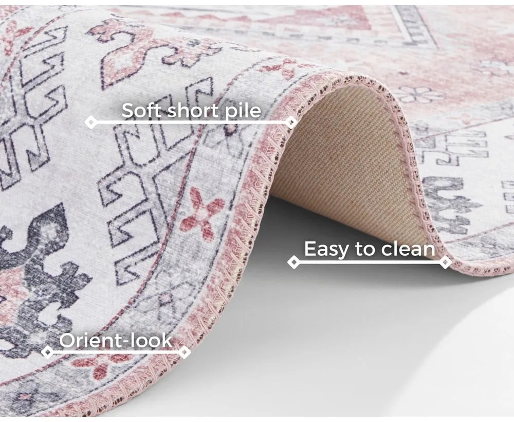 Jasnoróżowy dywan Nouristan Gratia, 80x150 cm