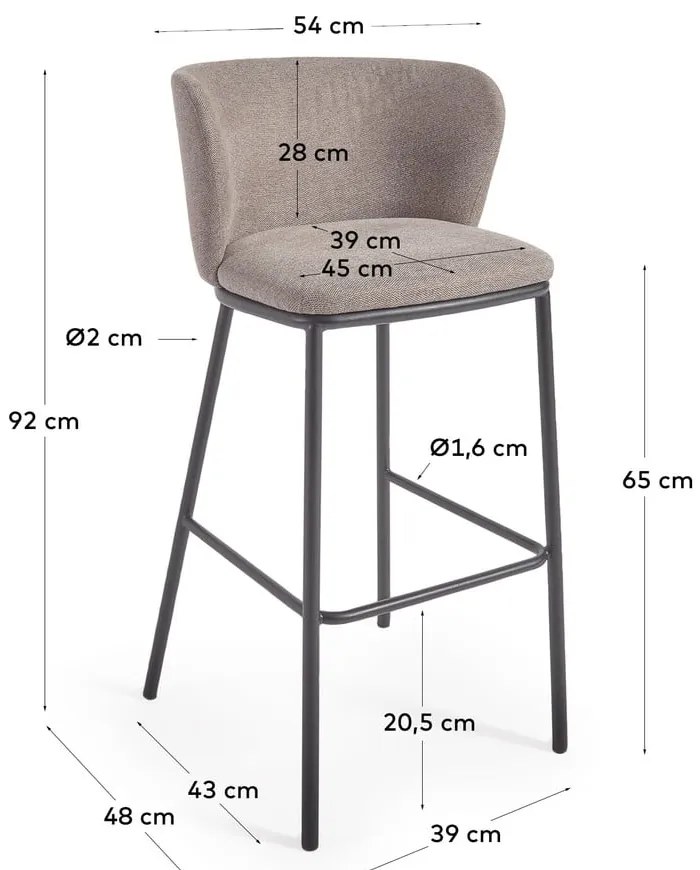 Jasnobrązowy hoker (wysokość siedziska 65 cm) Ciselia – Kave Home