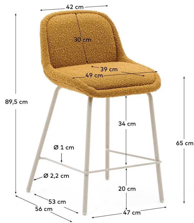 Musztardowy hoker (wysokość siedziska 65 cm) Aimin – Kave Home