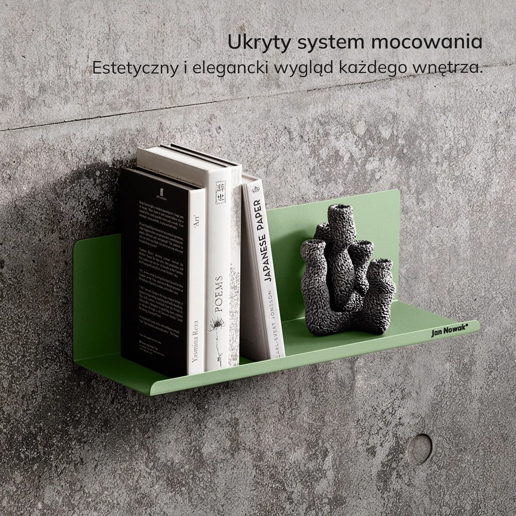 Półka wisząca metalowa pastelowy zielony, 400 mm: JOANNE Fresh Style