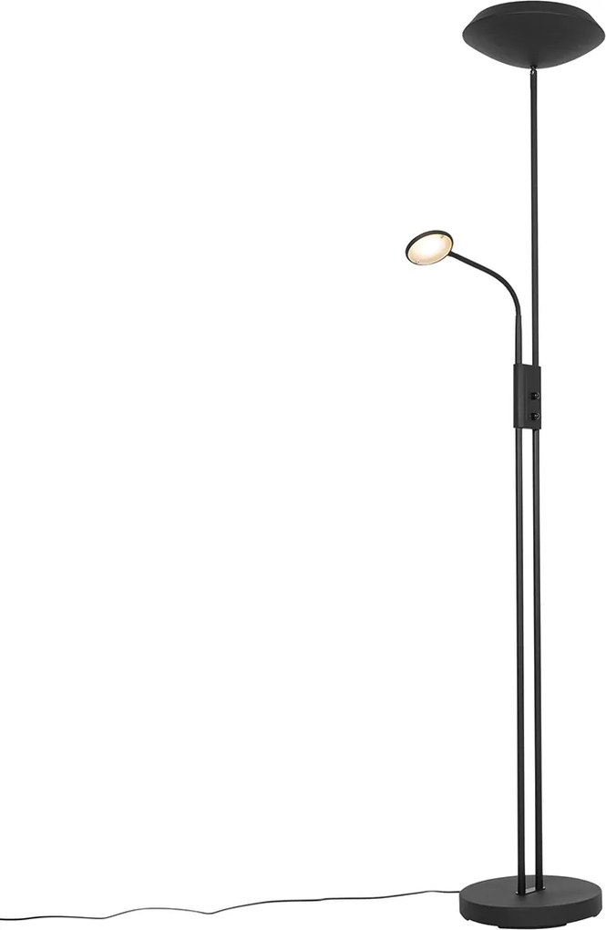 Lampa stojąca czarna w tym LED i ściemniacz z lampką do czytania - Fez
