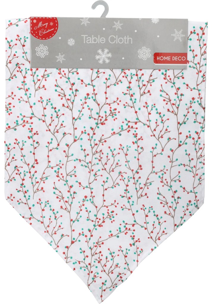 Świąteczny bieżnik na stół, gałązki, 150 cm