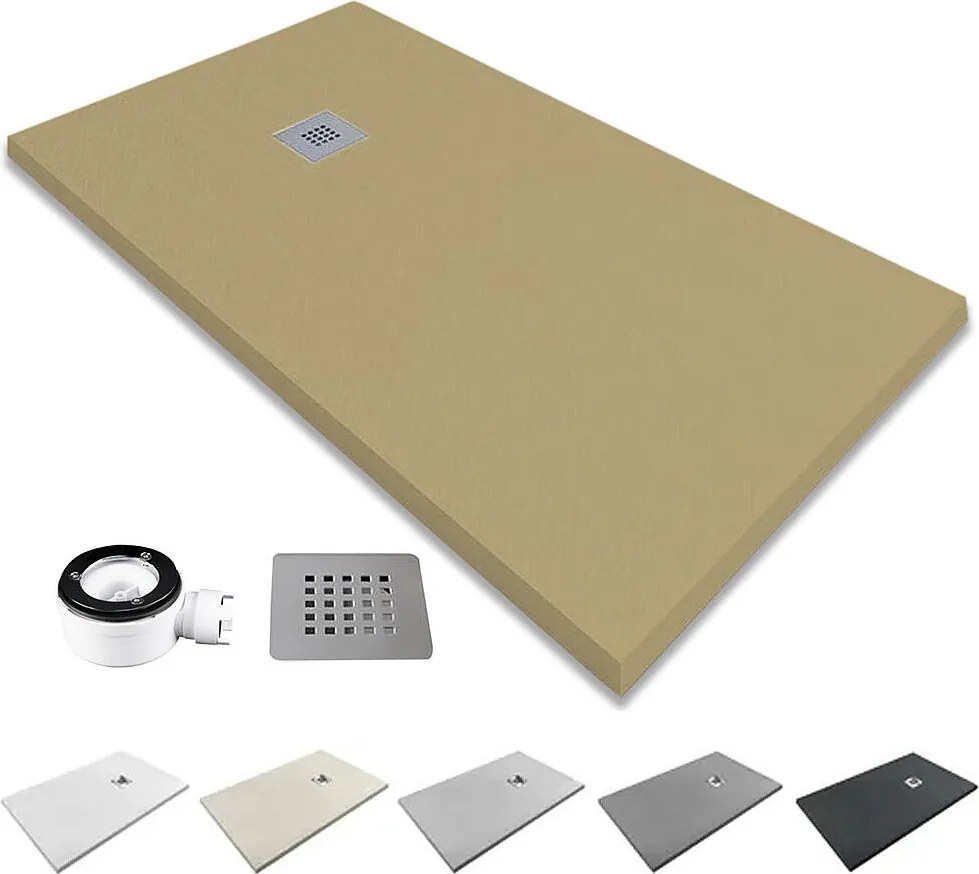 Brodzik z żywicy antypoślizgowy | Zawiera syfon i kratkę odpływową | Kolor Mokka | 130x70cm