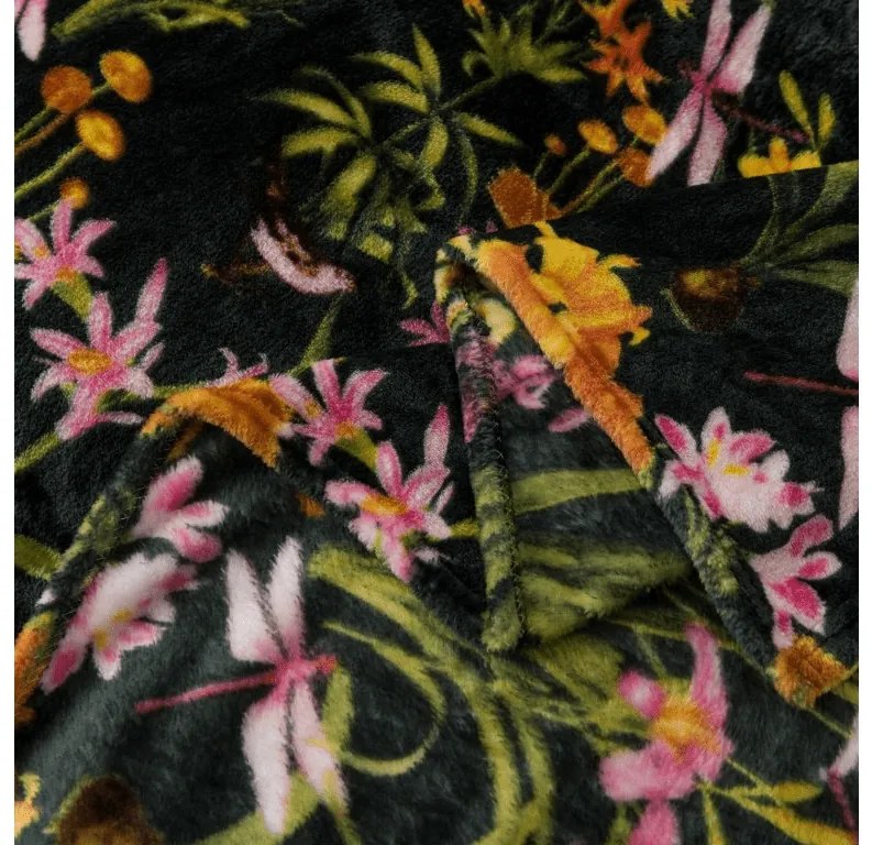 Mikropluszowy koc MYSTIC GARDEN, ciemnozielony Rozmiar: 200 x 220 cm