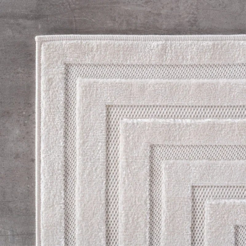 Dywan nowoczesny 3D Doha ramka kremowy 80 cm x 250 cm