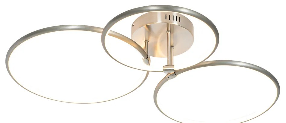 Stalowa lampa sufitowa z wbudowanym LED 3-stopniowa regulacja jasności 3-punktowa - Joaniqa Nowoczesny Oswietlenie wewnetrzne