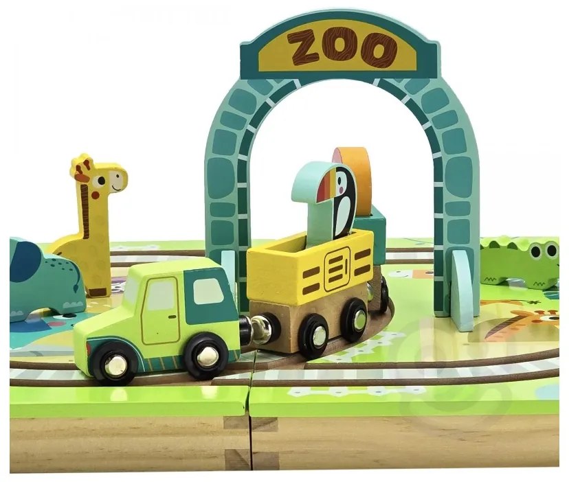 Tooky toy drewniany pociąg kolejka zoo ciuchcia na magnes tor w walizce