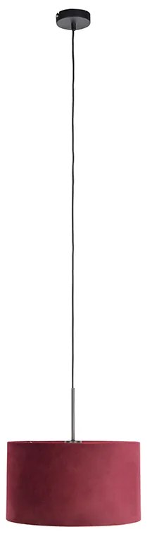Czarna lampa wisząca z czerwono-złotym abażurem z weluru 35 cm - Combi klasyczny/Antyczny Oswietlenie wewnetrzne