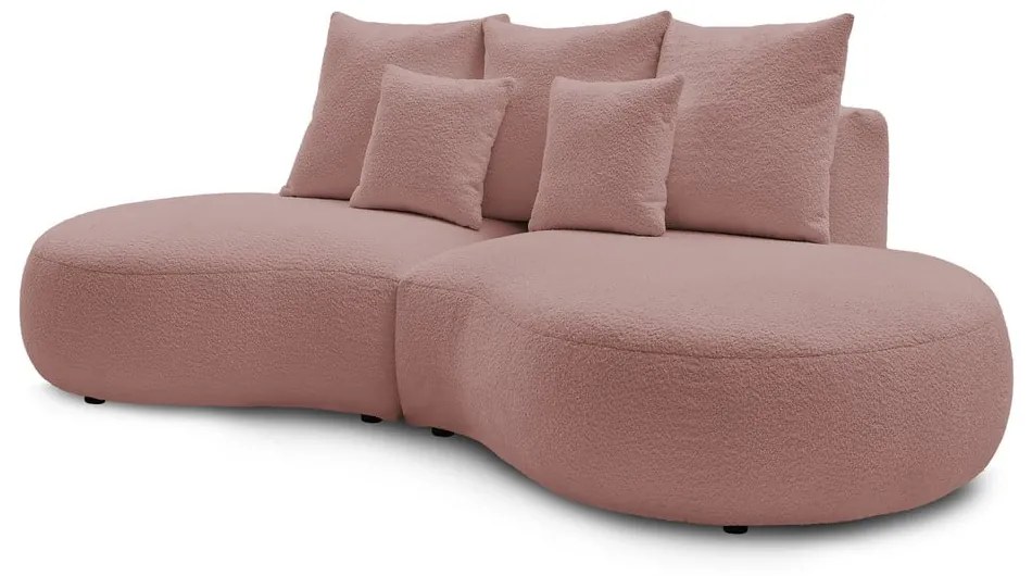 Różowa sofa z materiału bouclé 260 cm Saint-Germain – Bobochic Paris