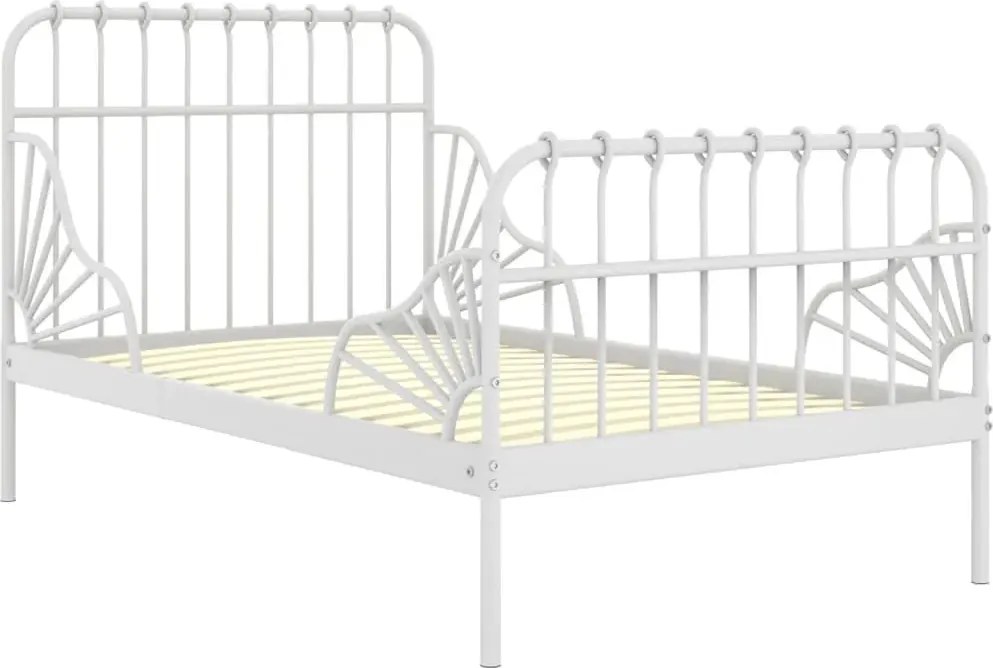 Białe metalowe łóżko rosnące z dzieckiem rozsuwane 80x130/200 cm K9-T61