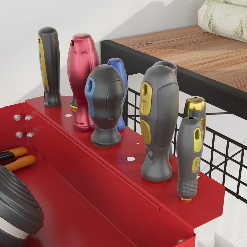 DURHAND 3-poziomowy wózek narzędziowy, 4 koła, stal, 83S x 35,3G x 76W cm, Czerwony