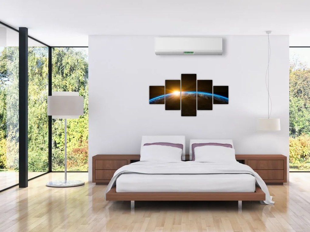 Obraz planety Ziemi z kosmosu (125x70 cm)