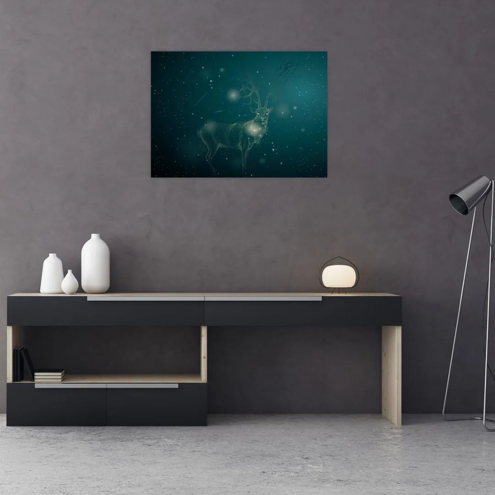 Obraz - Magiczny jeleń w nocy (70x50 cm)