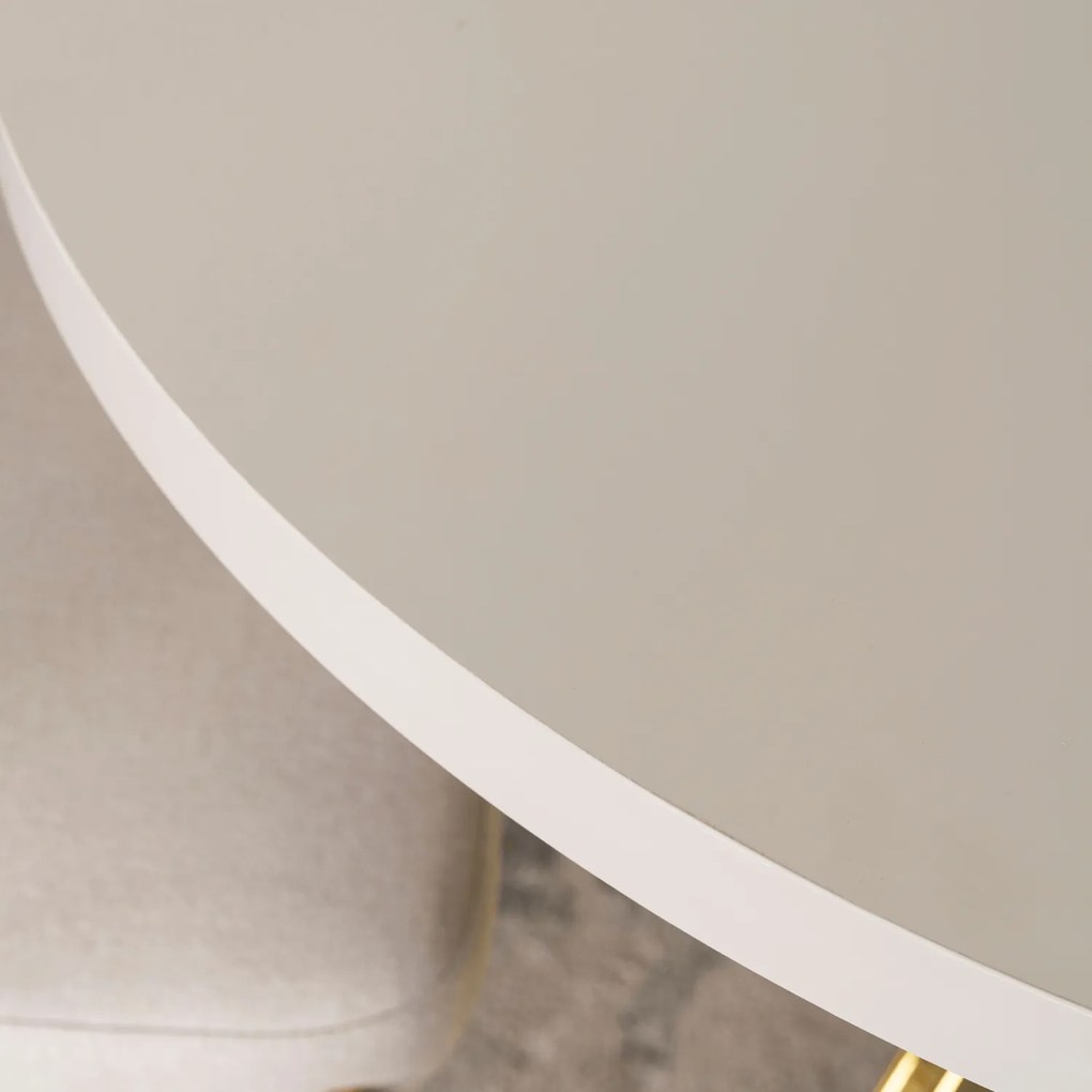 Stół Okrągły Rozkładany LUGO 90-190 cm Kaszmir/Złoty Glamour