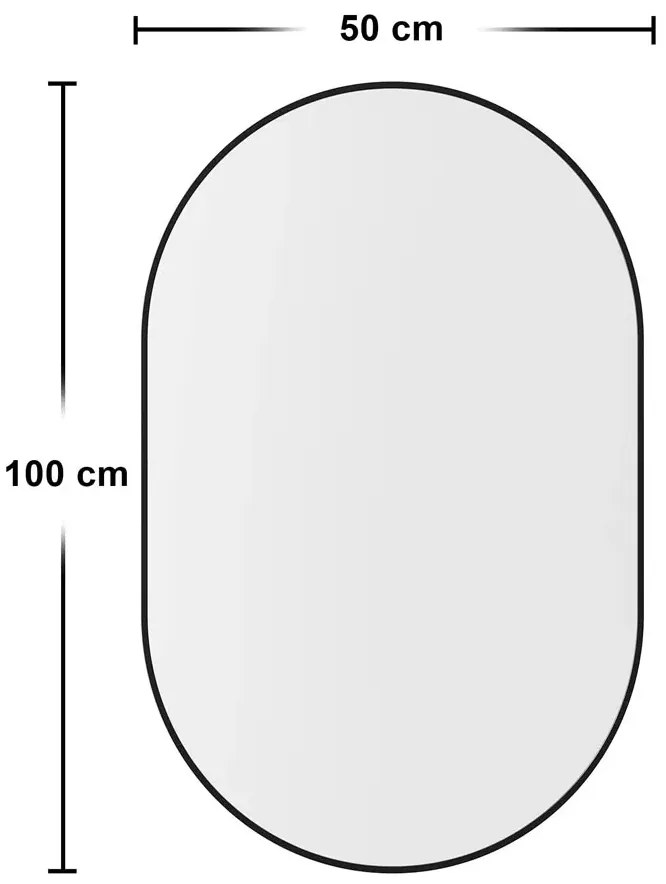 Czarne owalne lustro ścienne w stylu nowoczesnym 100x50 cm - Teroso 3X