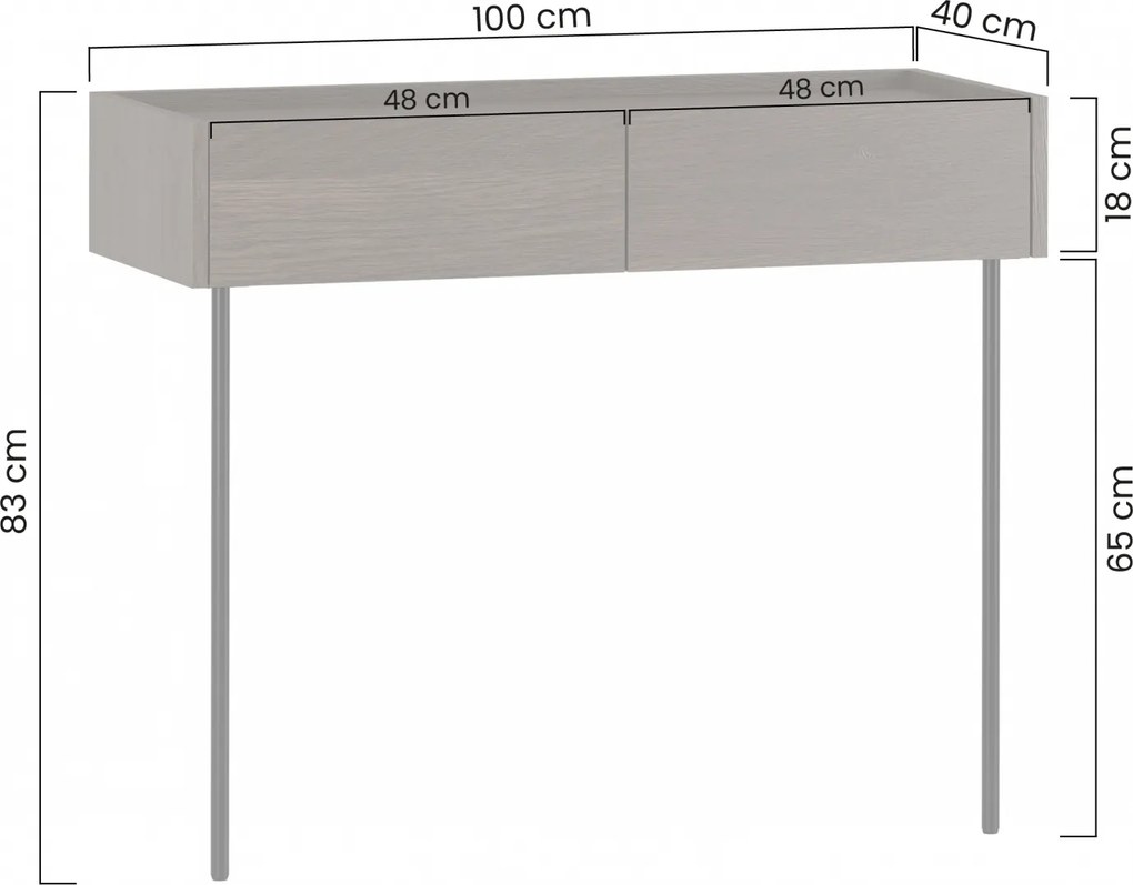 Konsola Dunari 100 cm z szufladami i metalowymi nogami - dąb sławonia - Wyprzedaż ekspozycji