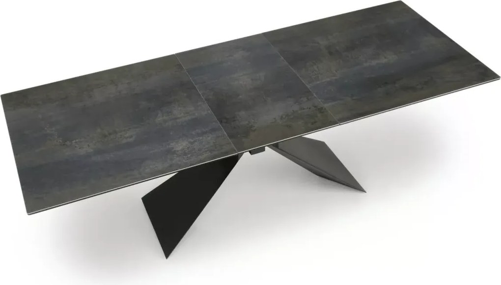 Prostokątny stół Sorrento rozkładany 180-230 cm, blat ceramiczny z niebieskiego marmuru, nogi czarne metalowe
