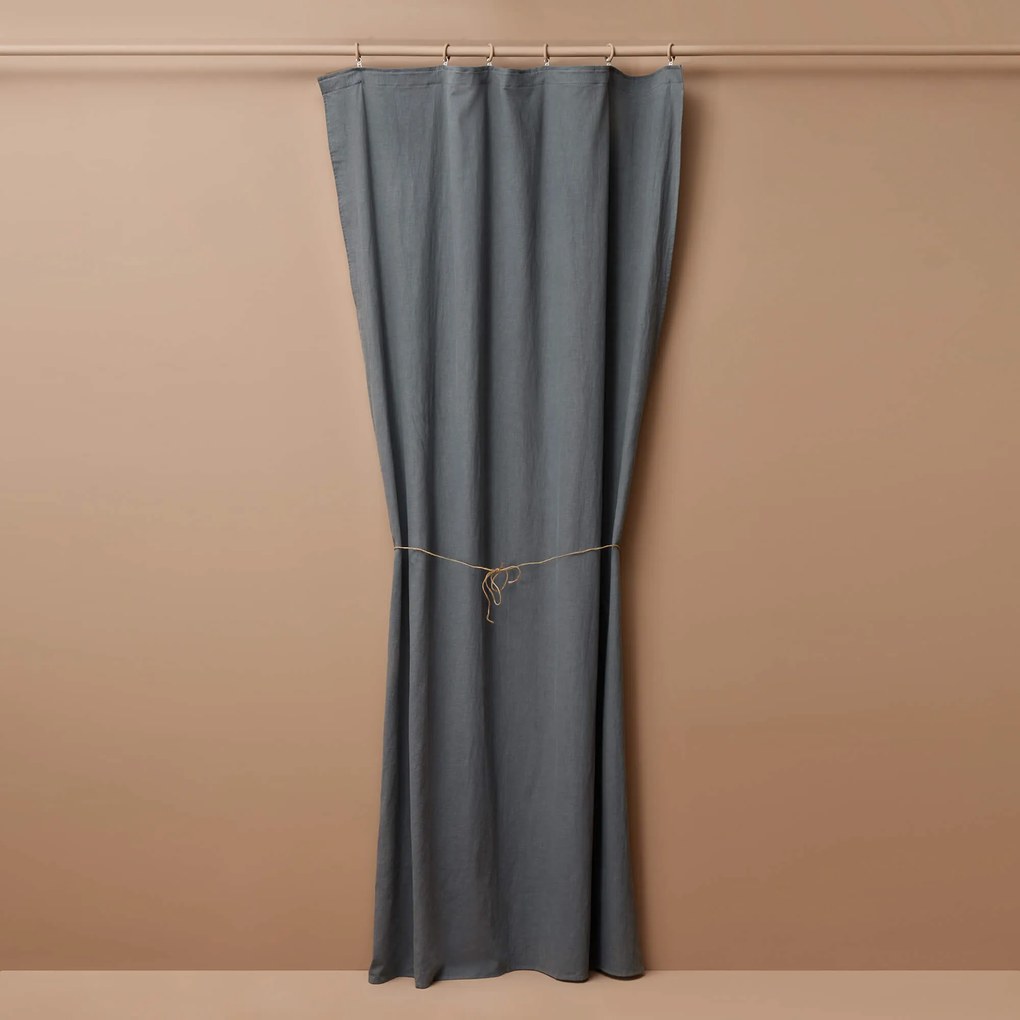 Szara zasłona Merida z naturalnego lnu