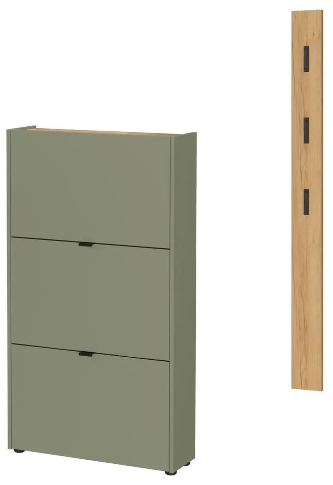 Szarobrązowo-naturalny zestaw do przedpokoju 101x200x22 cm Ameca – Germania