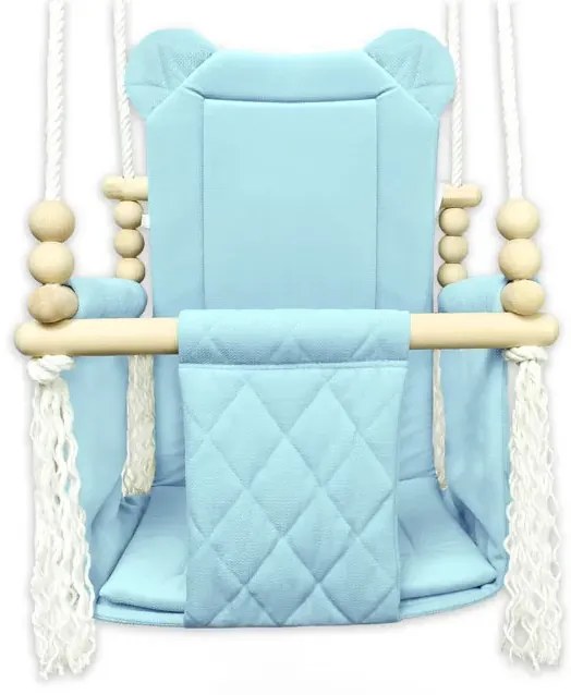 Niebieska drewniana huśtawka dziecięca P4-F14