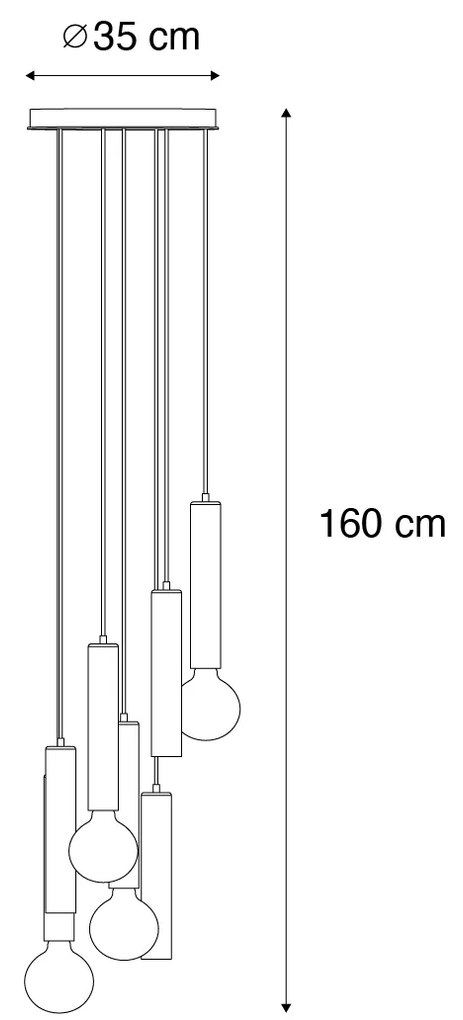 Designerska lampa wisząca czarna okrągła 7-świateł - Tuba