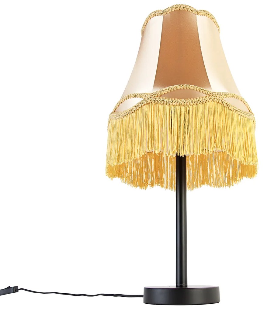 Klasyczna lampa stołowa czarna z abażurem w stylu granny w kolorze złotym 30 cm - Simplo klasyczny/Antyczny Oswietlenie wewnetrzne
