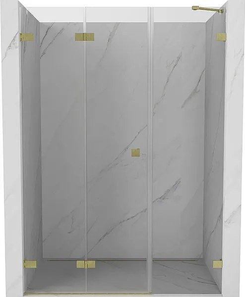 Mexen Lunar-F drzwi prysznicowe składane lewe 120 cm, transparent, złote szczotkowane - 836S-120-050-55-00-L