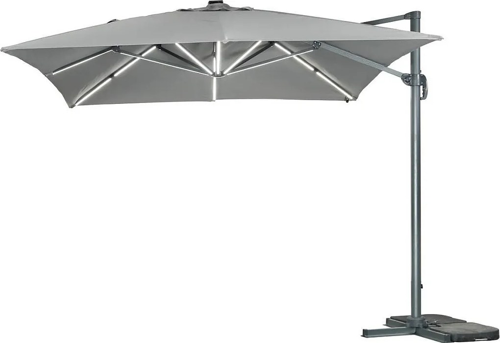 Parasol ogrodowy "Sun 3 Luxe" - Światła LED - Kwadratowy - 3 x 3 m - Szary