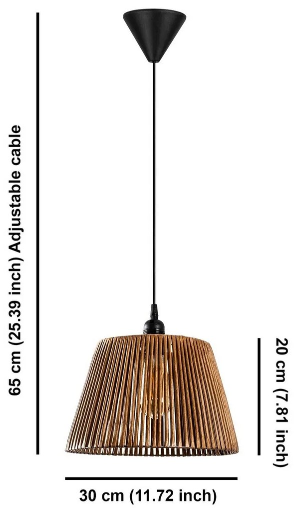 Żyrandol wiszący Cone - Natural, czarny