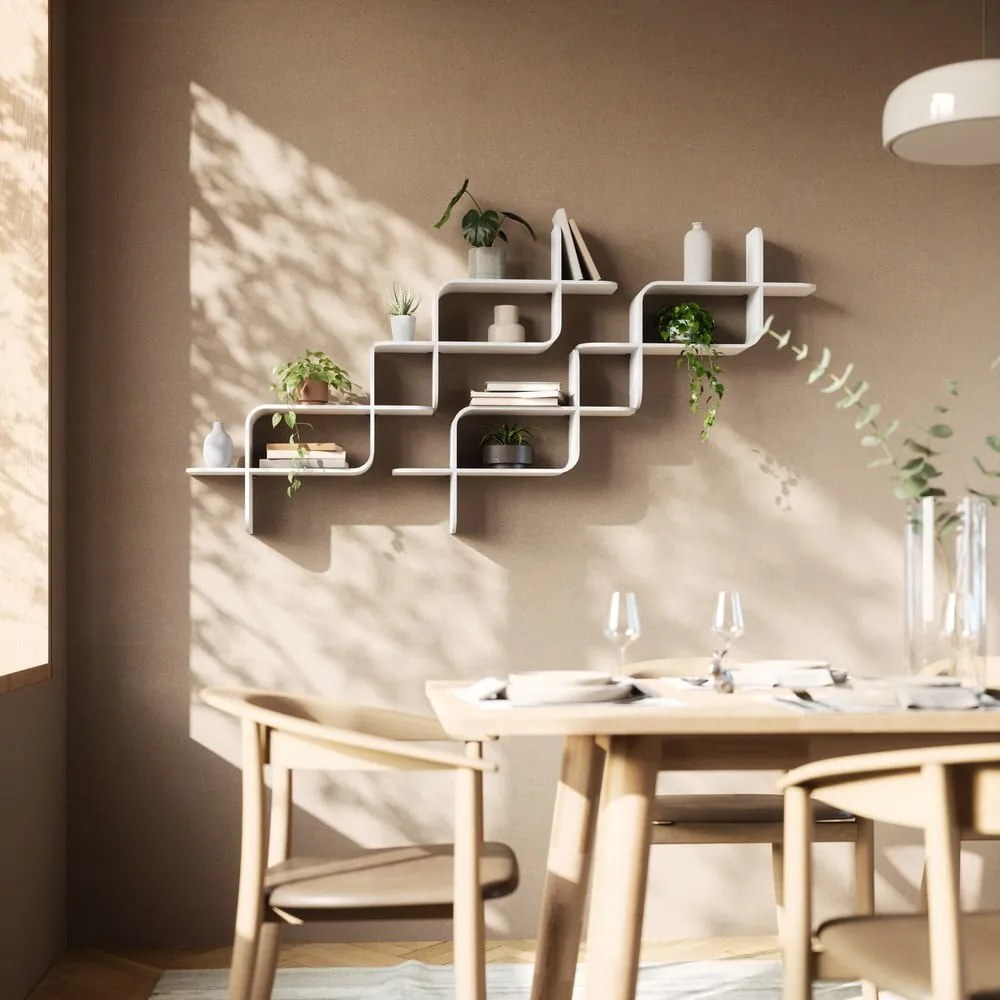 Biała wielopoziomowa półka z litego drewna kauczukowego 62 cm Montage – Umbra