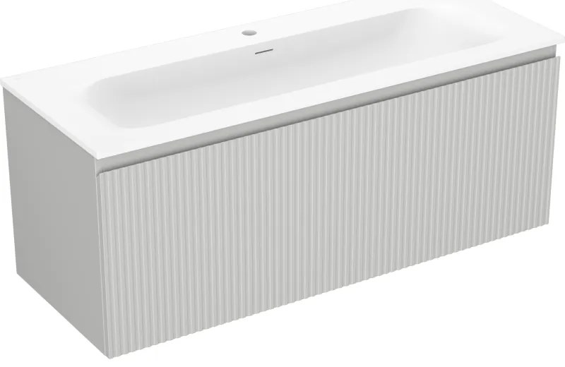 Mexen Rivel szafka łazienkowa 120 cm z umywalką Vela, 1 szuflada, ryflowana , szara mat/biała mat - 91A20-12047-1-BF62-W23M01