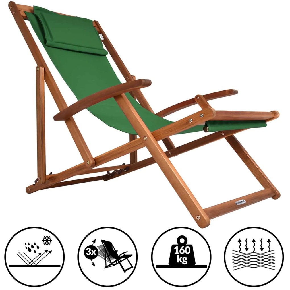 Leżak ogrodowy SIENA, 60x94cm, zielona Casaria