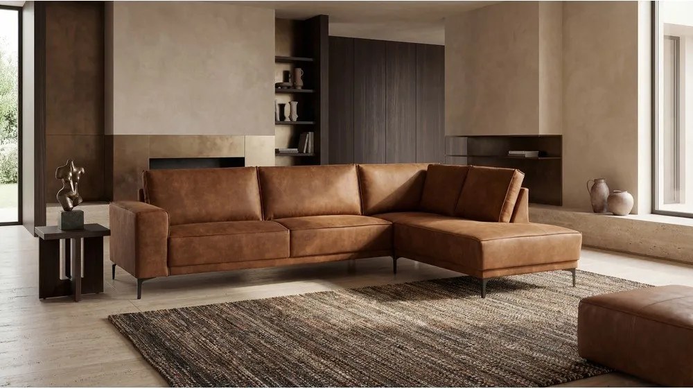 Koniakowy narożnik z imitacji skóry (prawostronny) Copenhagen – Scandic