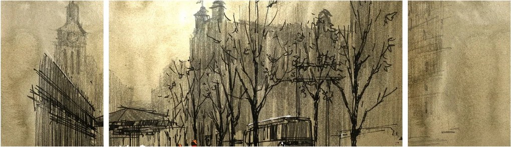 Obraz - Szkic miasta (170x50 cm)