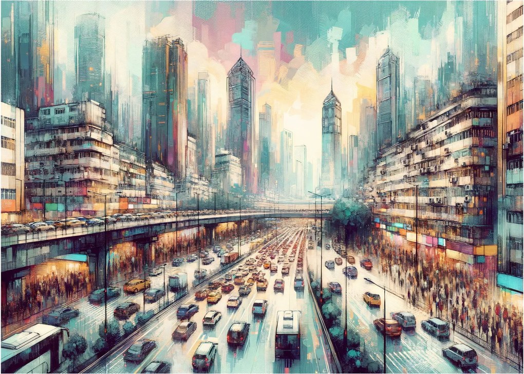 Obraz na szkle - Życie w wielkim mieście (70x50 cm)