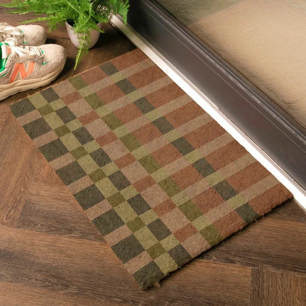 Wycieraczka z włókna kokosowego 40x60 cm Pink and Blue Check – Artsy Doormats