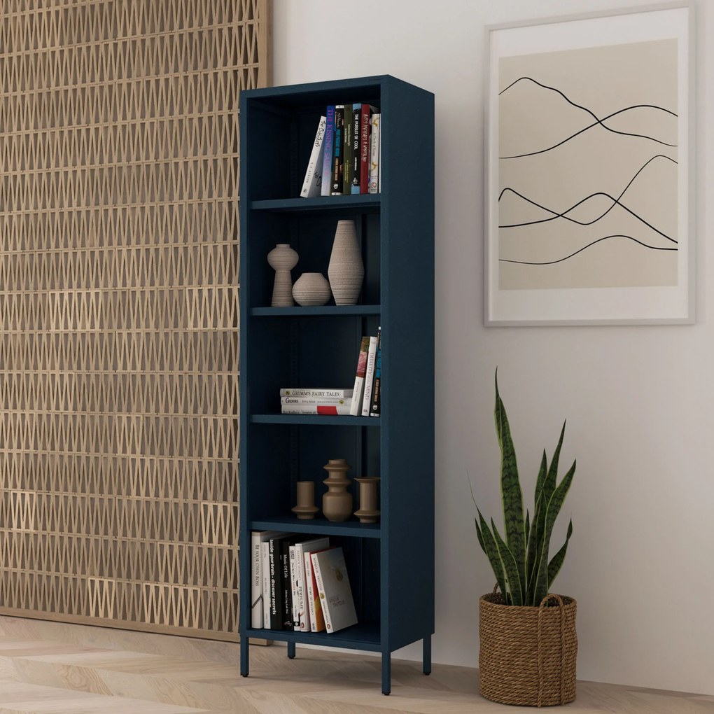 Regał na książki MARIO, 500 x 1800 x 350 mm, Modern: granatowy