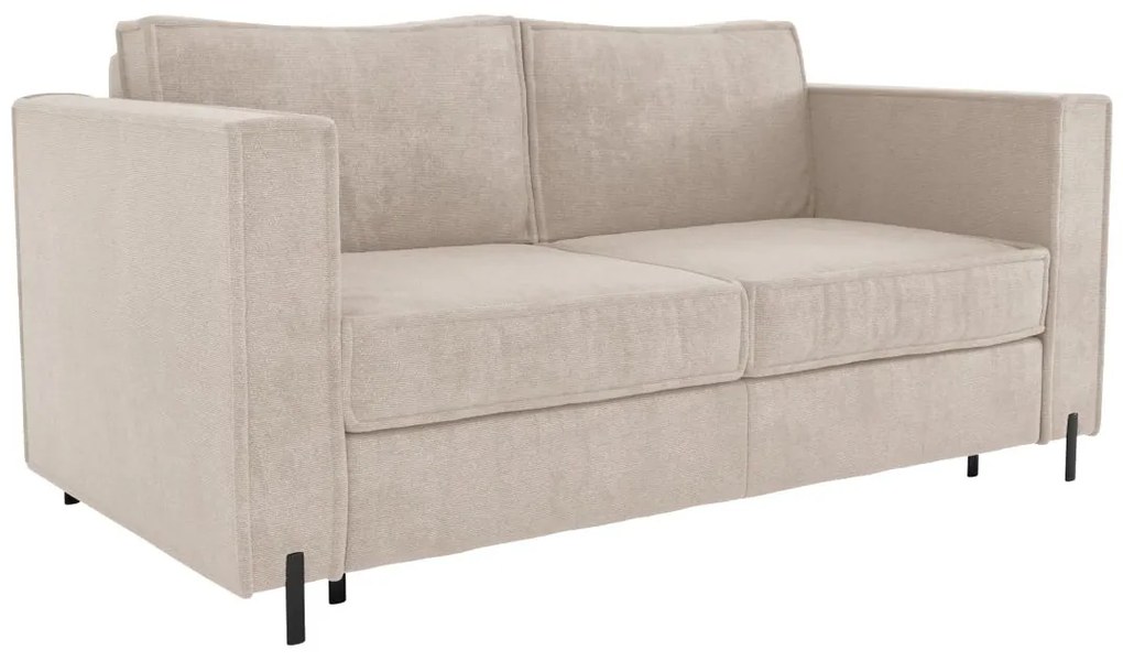Kanapa 4-osobowa rozkładana typu express z beżową teksturowaną tapicerką - Miejsce do spania 160 cm - Materac 14 cm - ELORYA