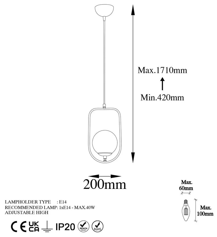 Lampa wisząca w kolorze złota ze szklanym kloszem Skew – Opviq lights