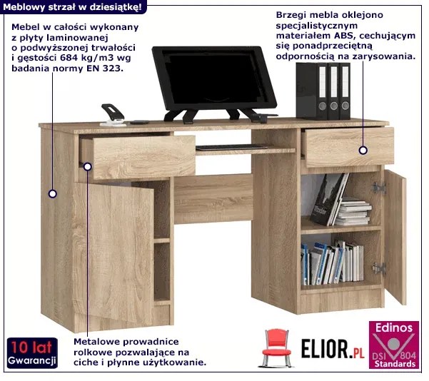 Komputerowe biurko dąb sonoma M6-A76