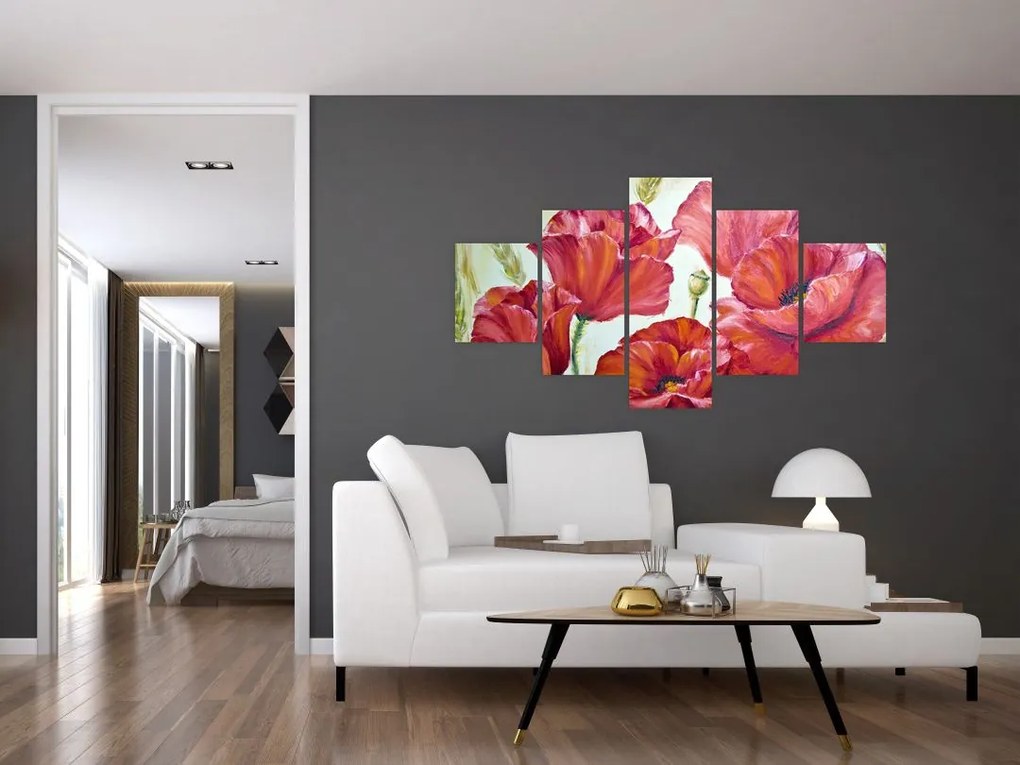 Obraz - Kwiaty maku (125x70 cm)