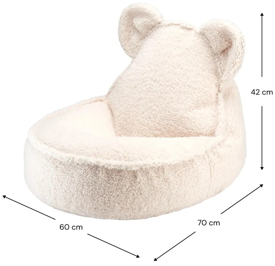 Kremowy dziecięcy worek do siedzenia z materiału bouclé Bear – Wigiwama