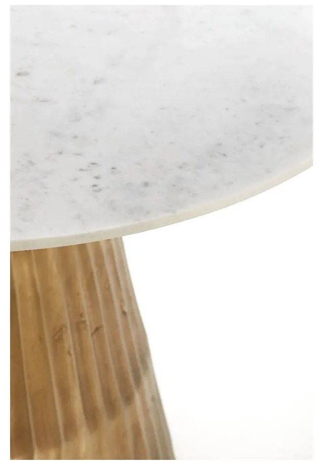 Biało-brązowy okrągły stół z blatem w dekorze marmuru ø 100 cm Leyda – Light &amp; Living