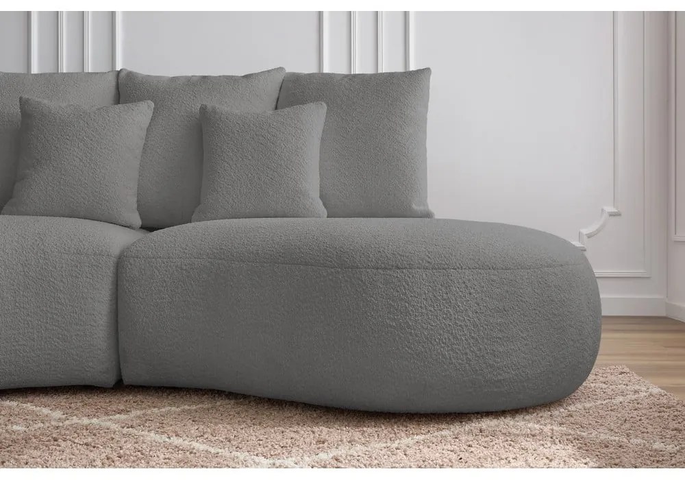 Jasnoszara sofa z materiału bouclé 260 cm Saint-Germain – Bobochic Paris