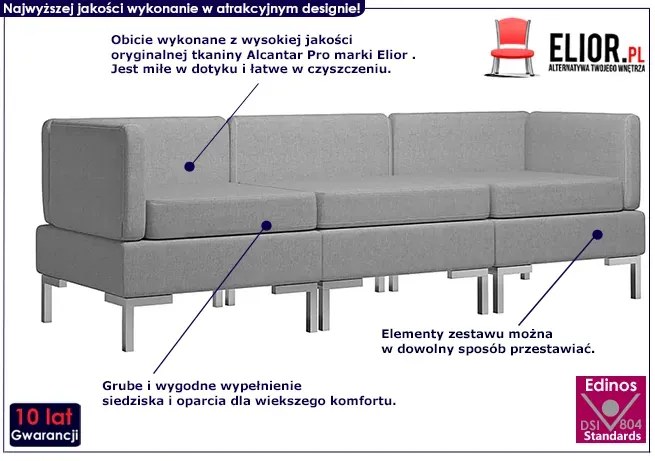 3-częściowy jasnoszary zestaw wypoczynkowy - Marsala 3C