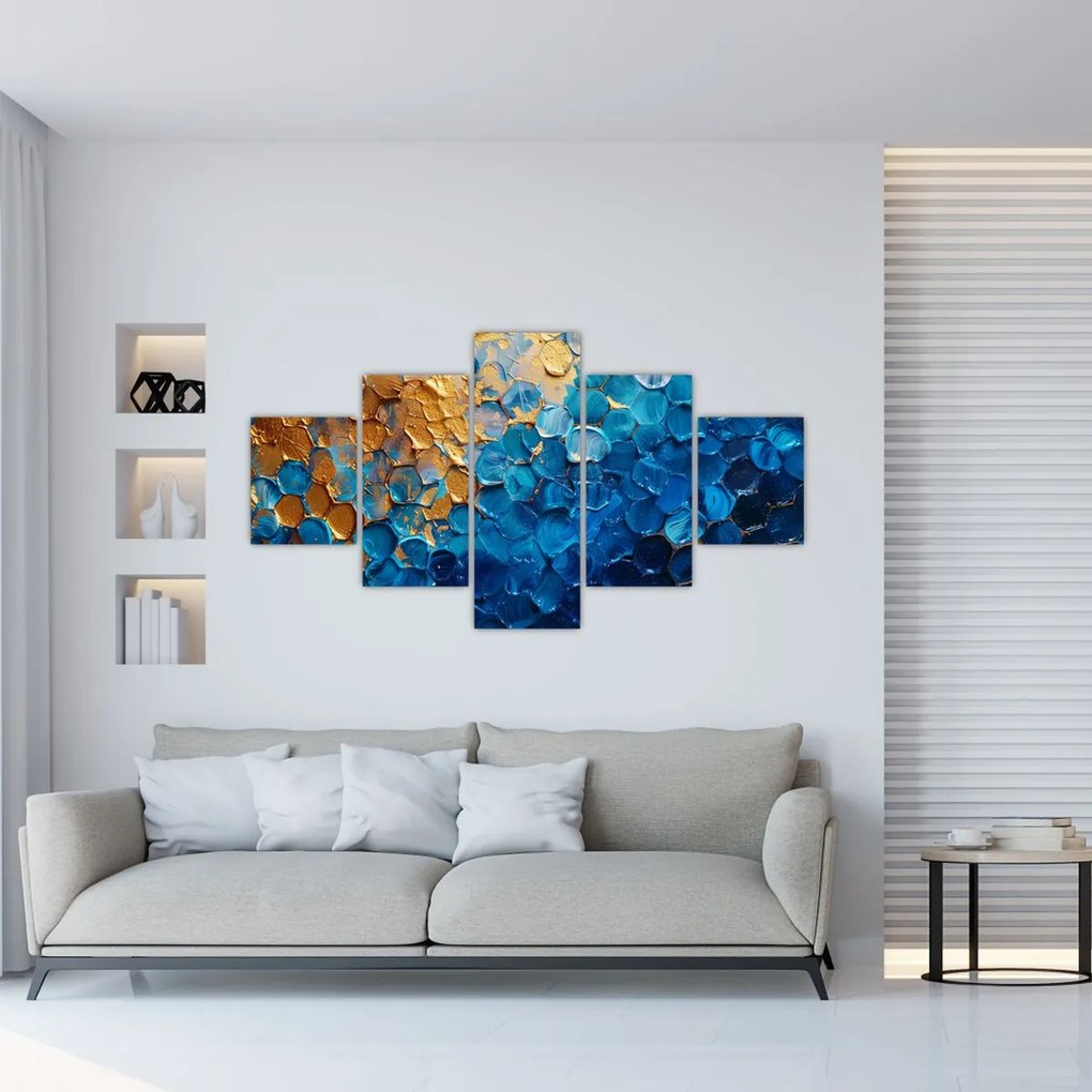 Obraz - Niebiesko-złoty obraz (125x70 cm)