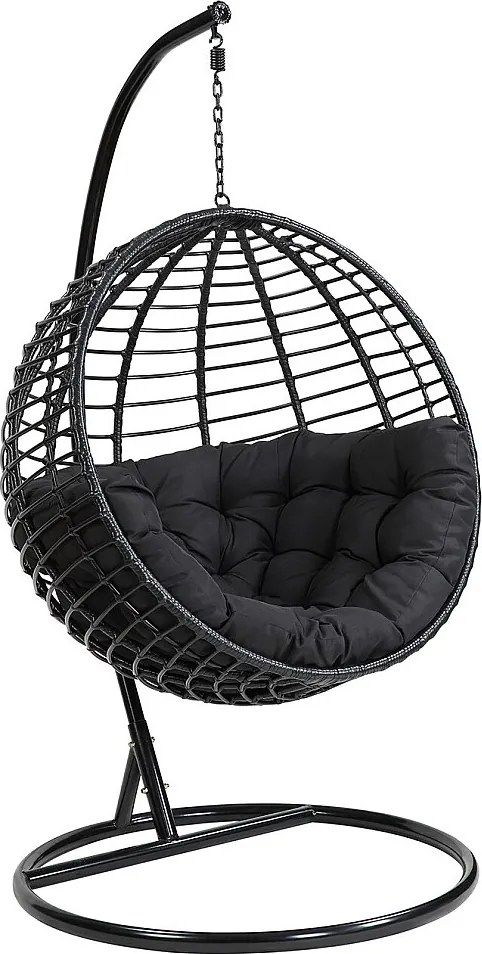 Wiszący fotel  z technorattanu – kolor czarny - BONTOC