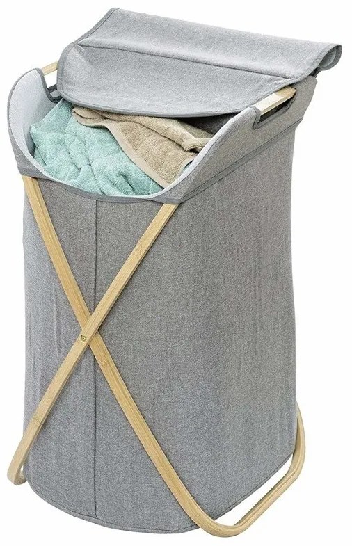 Kosz na pranie BAHARI, torba z poliestru i bawełny na składanym stelażu - 79 l, 68 x 46 x 40 cm, WENKO